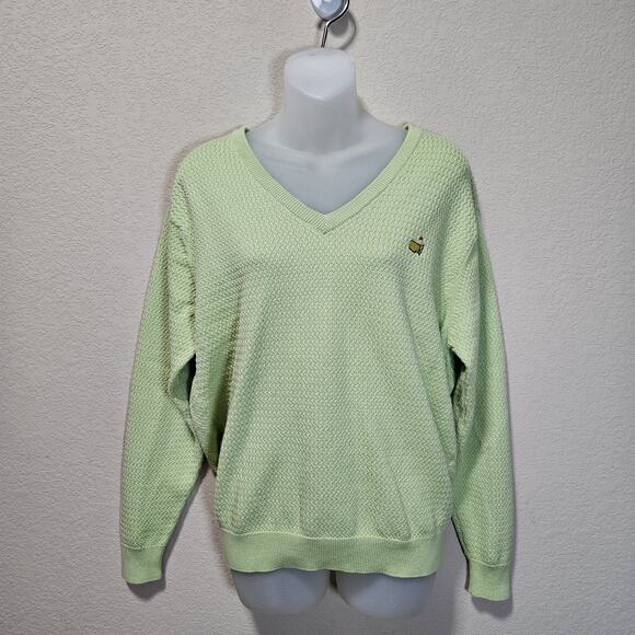 VTG Augusta National Masters Sweater Womens XL Magnolia Lane V-Neck Green Knit - Picture 3 of 14